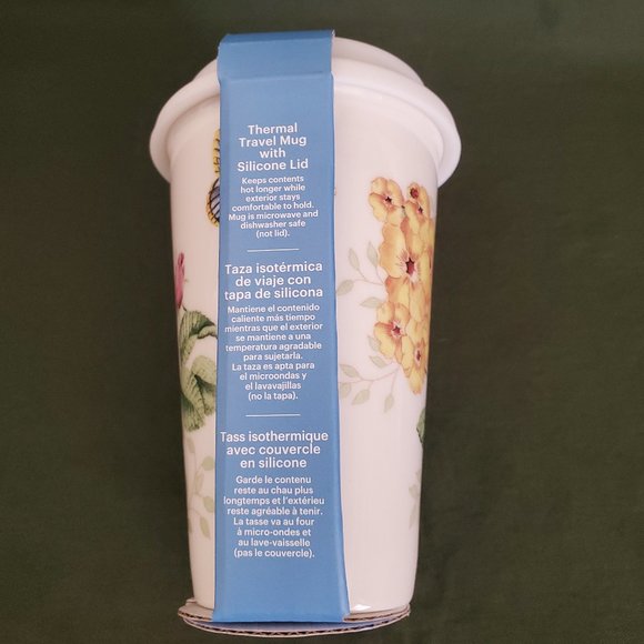 Lenox🦋 BUTTERFLY MEADOW 10 oz Thermal Travel Coffee Mug W/ Silicone Lid New - Picture 4 of 11